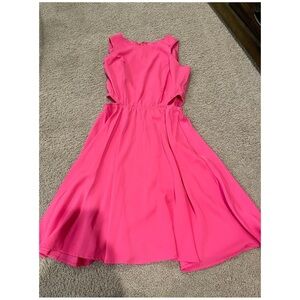 Women's BELONGSCI pink sleveless mini-dress with side cut-out details.